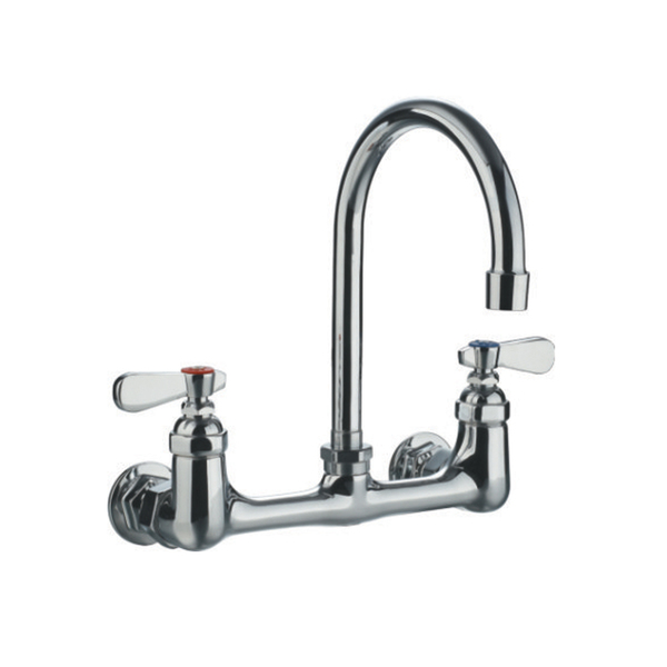 Whitehaus Heavy Duty Wall Mount Utility Faucet W/ A Gooseneck Swivel Spout And L WHFS9814-P4-C